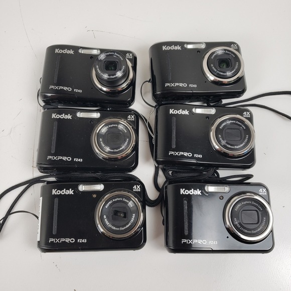 Kodak Other - Lot of 6 Kodak PIXPRO FZ43 Digital Camera Black 16MP 4X Zoom For Parts Repair